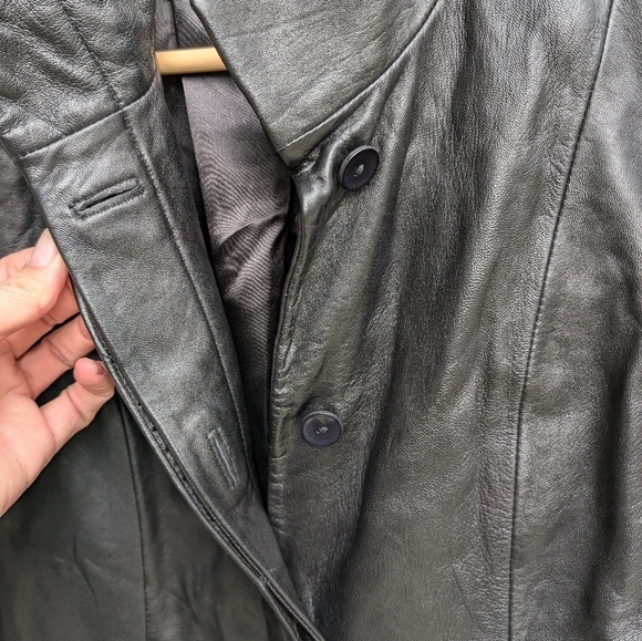 INC International Concepts Black Leather Jacket Coat Women's Size Small - Picture 3 of 6